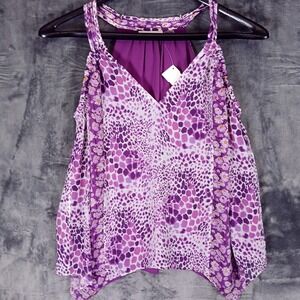 Ramy Brook Top Womens Small Purple Silk Printed Ron Sleeveless Blouse